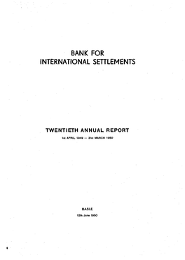 20Th Annual Report of the Bank for International Settlements