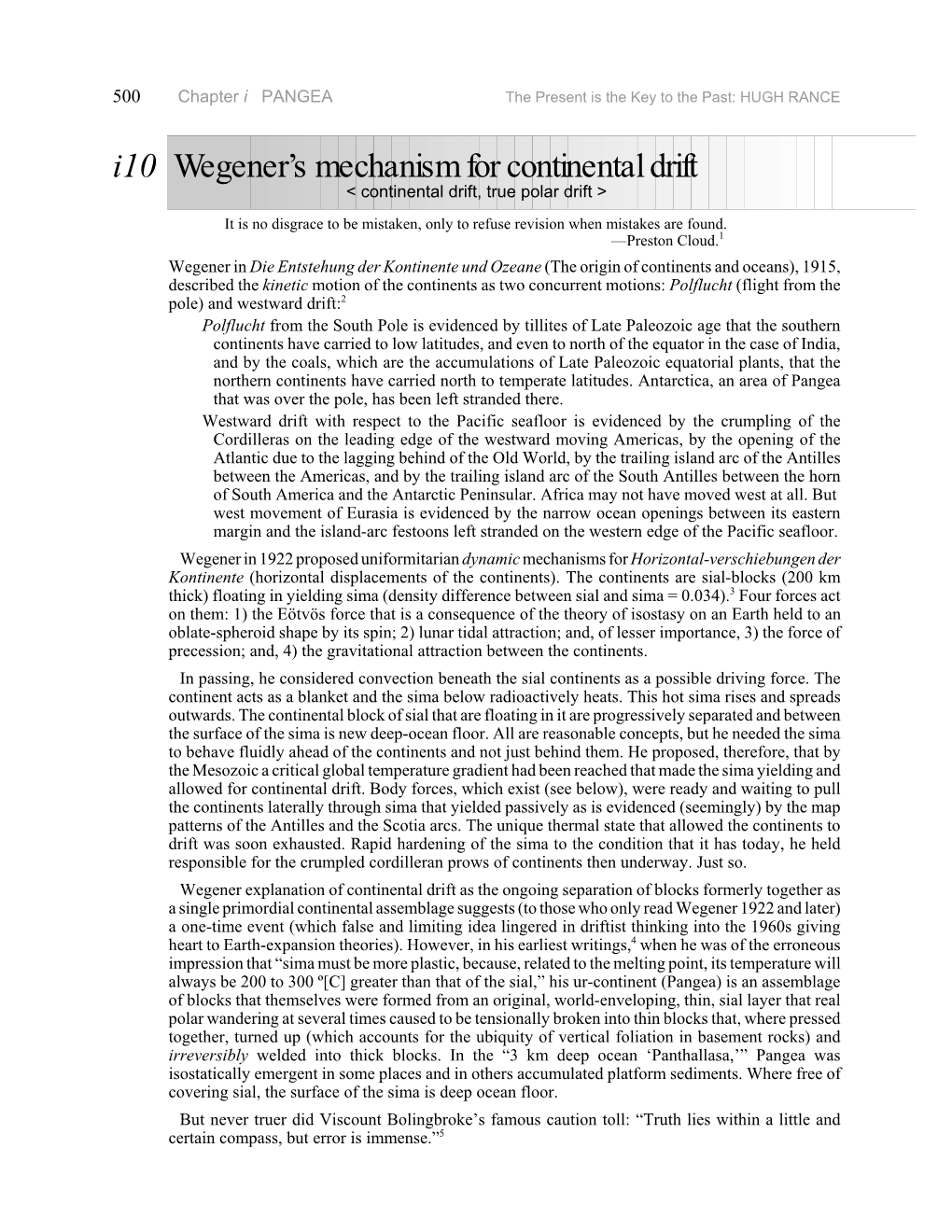 I10 Wegener's Mechanism for Continental Drift