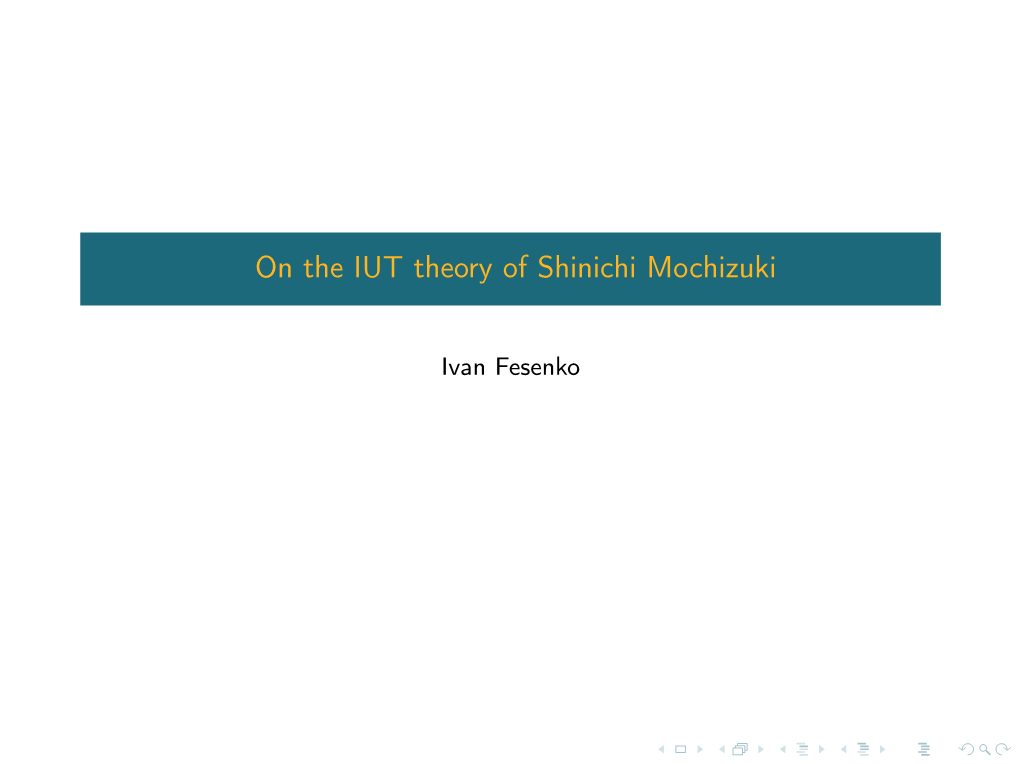 On Inter-Universal Teichmüller Theory of Shinichi Mochizuki