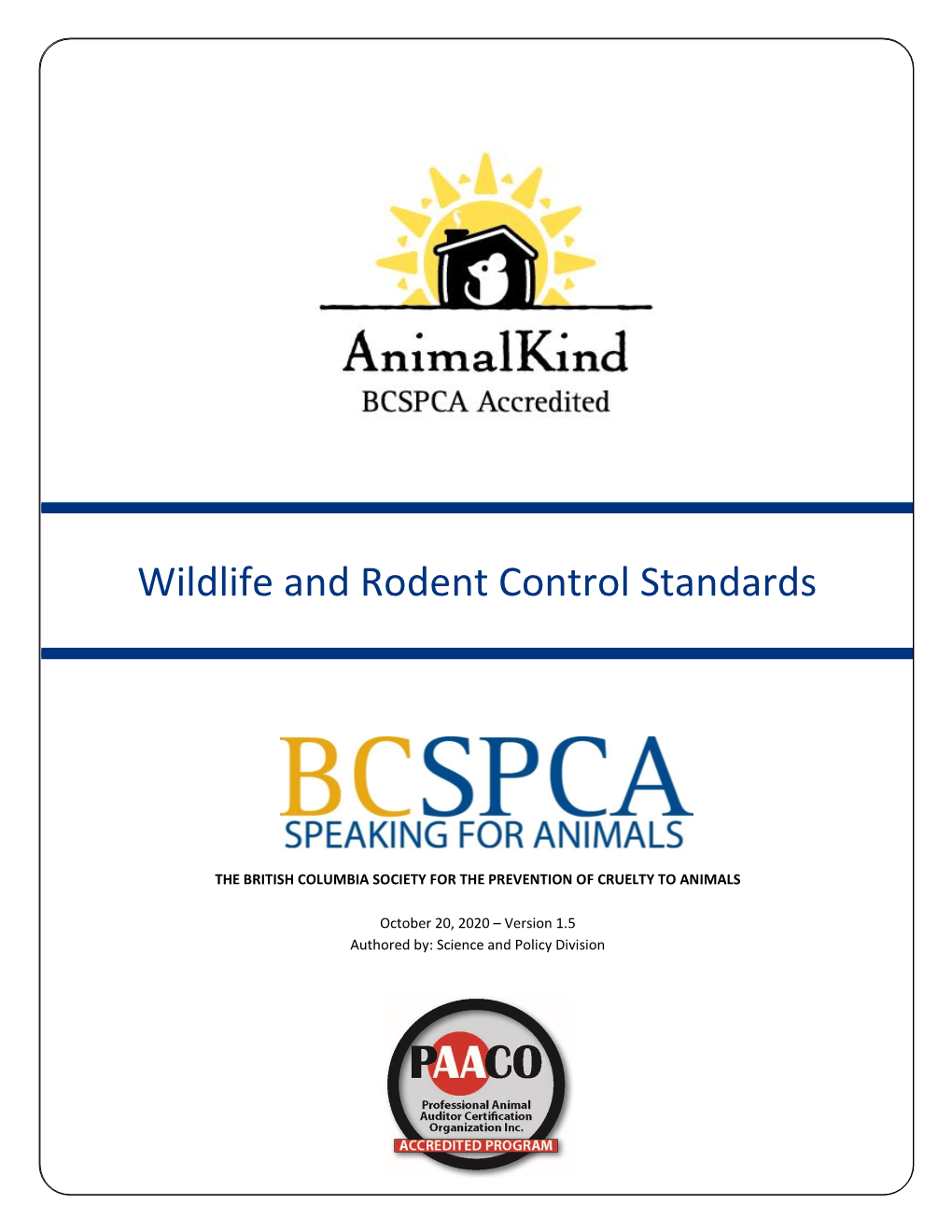 Animalkind Wildlife and Rodent Control Standards