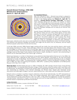 Kenneth Noland: Paintings, 1958-1968 Mitchell-Innes & Nash