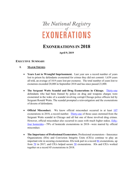EXONERATIONS in 2018 April 9, 2019