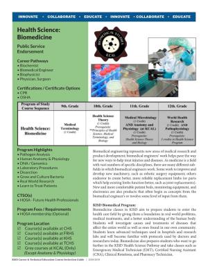 Health Science: Biomedicine Public Service Endorsement