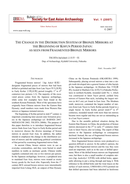 The Change in the Distribution System of Bronze Mirrors at the Beginning of Kofun Period Japan: As Seen from Fragmented Bronze Mirrors
