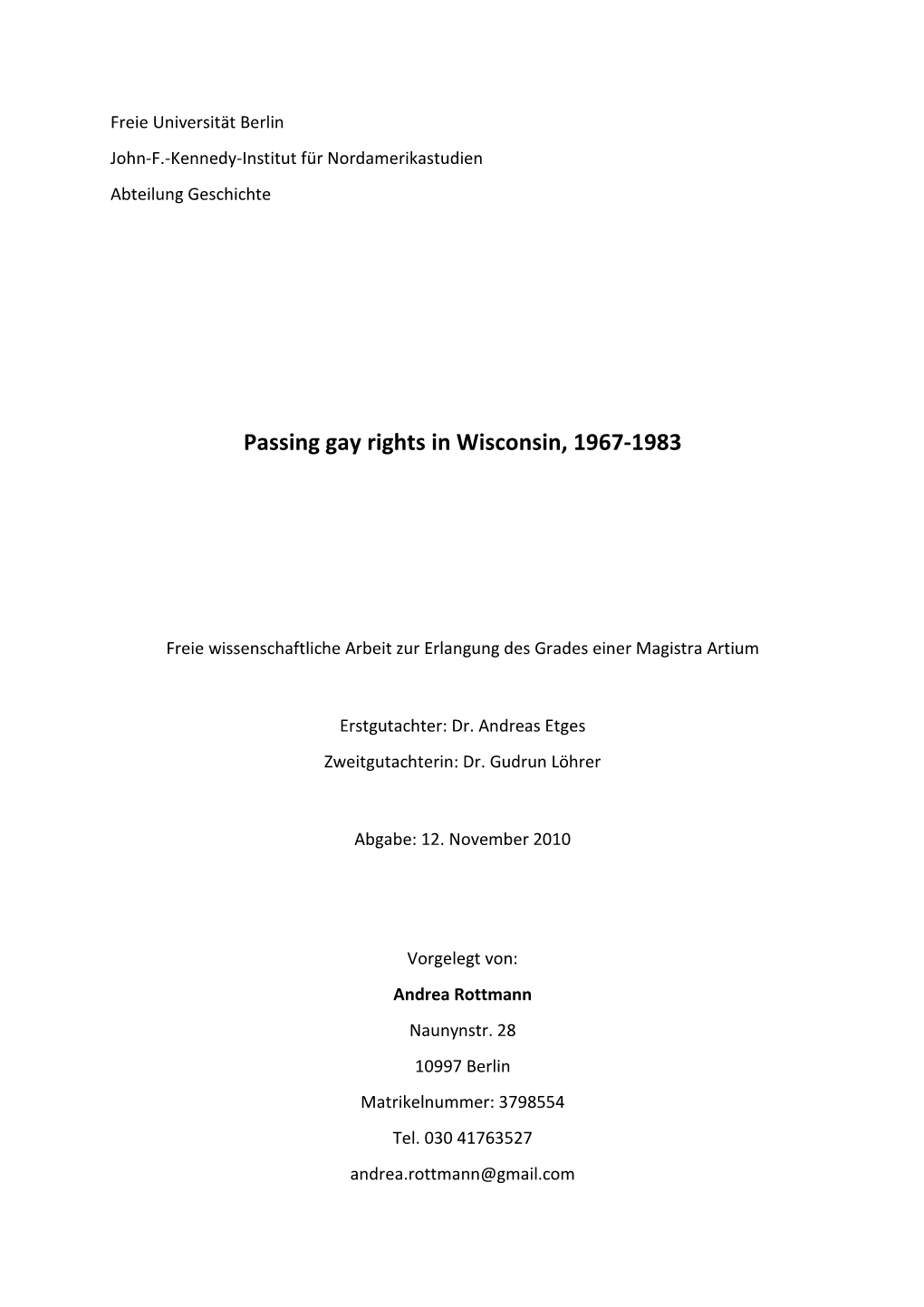 Passing Gay Rights in Wisconsin, 1967-1983
