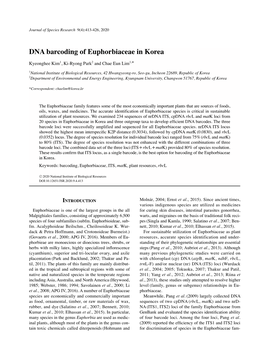 DNA Barcoding of Euphorbiaceae in Korea