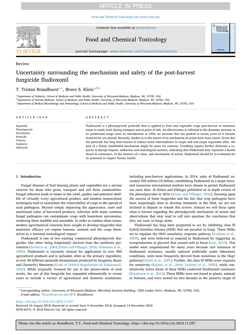 Food and Chemical Toxicology Xxx (Xxxx) Xxx–Xxx