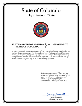 State Primary Certificate