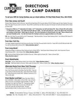 Directions to Camp Danbee