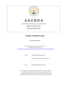 10-6-2020 Agenda