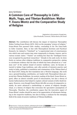 Walter Y. Evans-Wentz and the Comparative Study of Religion