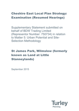Cheshire East Local Plan Strategy: Examination (Resumed Hearings)