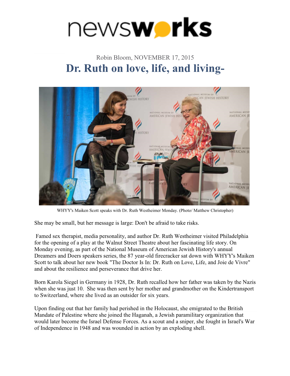 Dr. Ruth on Love, Life, and Living