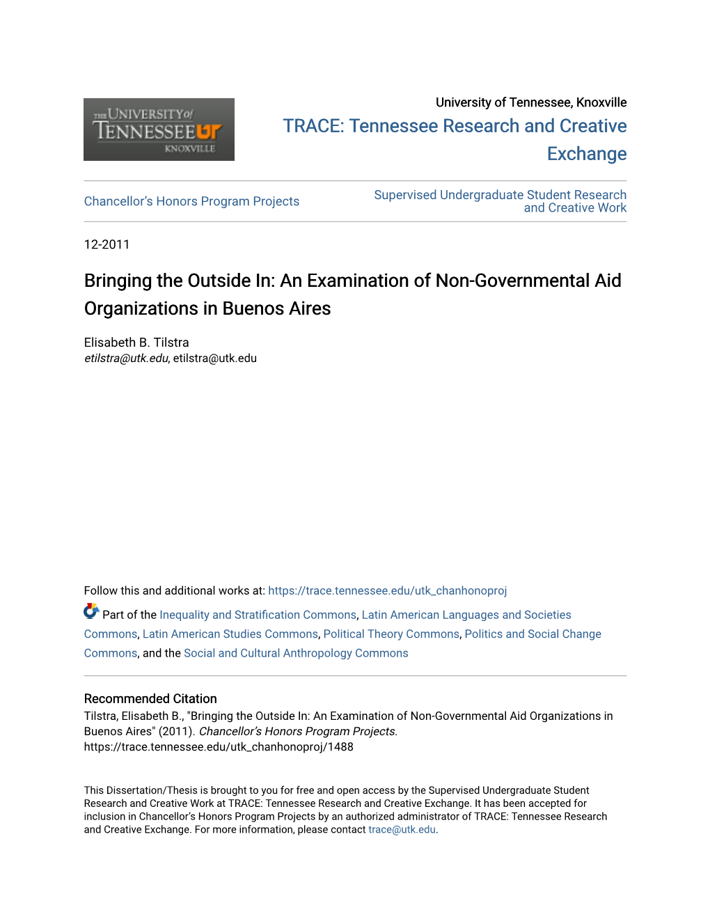 An Examination of Non-Governmental Aid Organizations in Buenos Aires