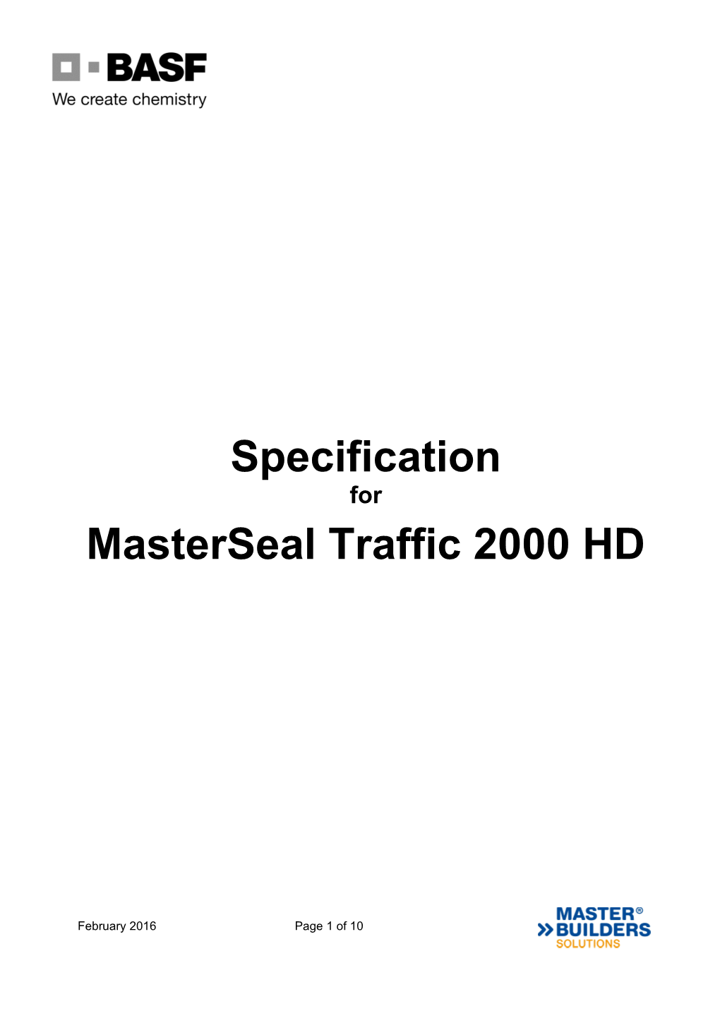 Masterseal Traffic 2000 HD Specification