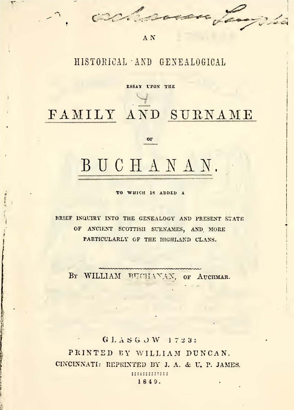 Historical and Genealogical Essay Upon the Family