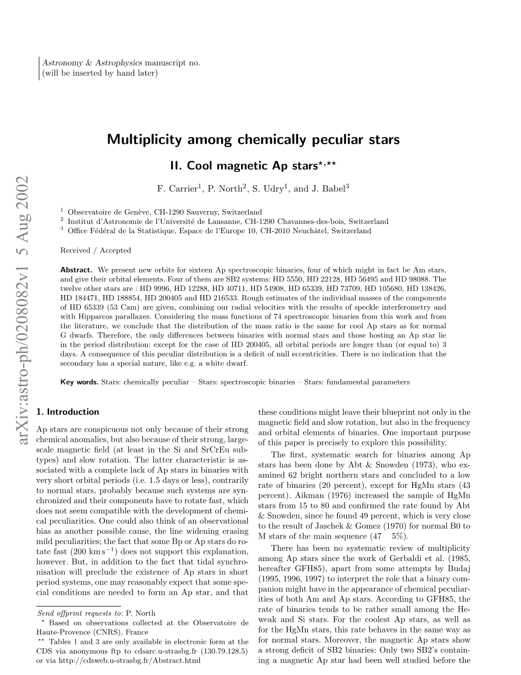 Multiplicity Among Chemically Peculiar Stars