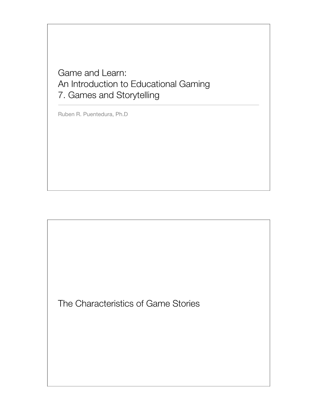 7. Games and Storytelling