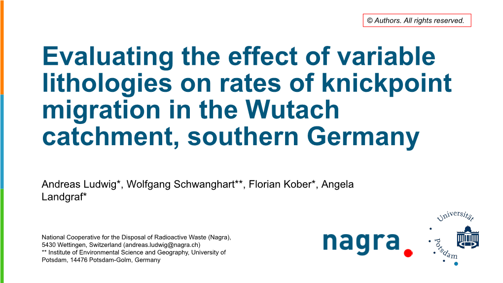 Evaluating the Effect of Variable Lithologies on Rates of Knickpoint Migration in the Wutach Catchment, Southern Germany