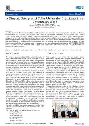 A Diasporic Description of Collar Jobs and Their Significance in the Contemporary World