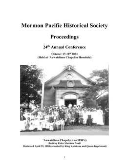 No. 24 Mormon Pacific Historical Society