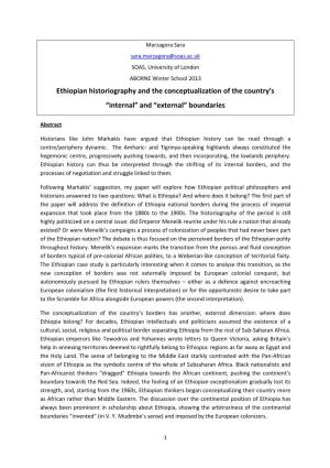 Ethiopian Historiography and the Conceptualization of the Country's