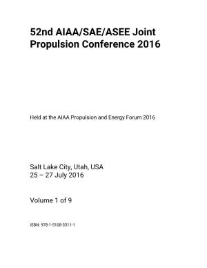 52Nd AIAA/SAE/ASEE Joint Propulsion Conference 2016