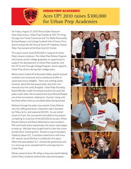 Aces UP! 2010 Raises $100,000 for Urban Prep Academies