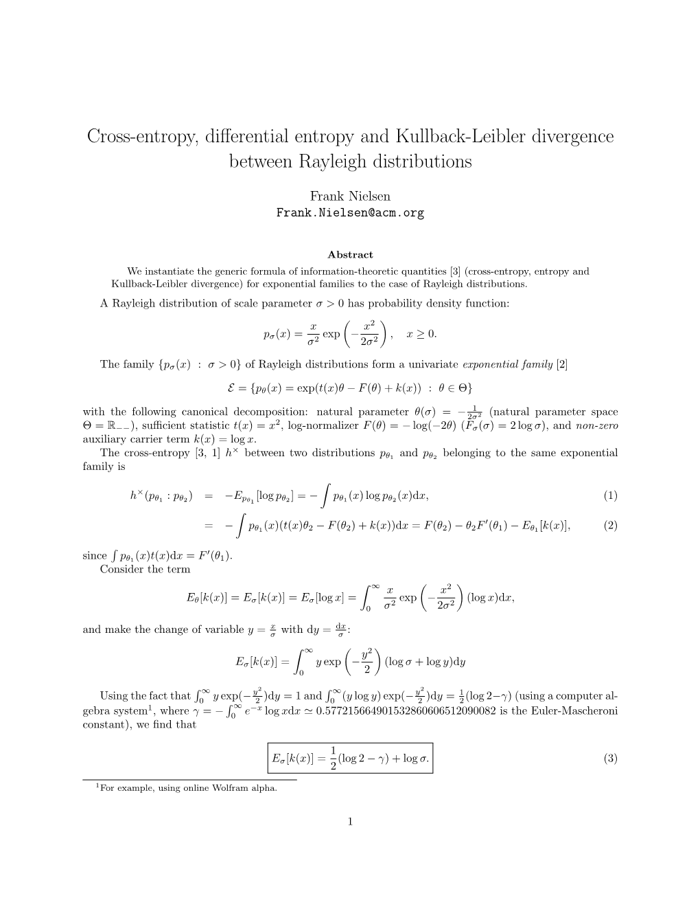 Cross-Entropy, Differential Entropy and Kullback-Leibler Divergence