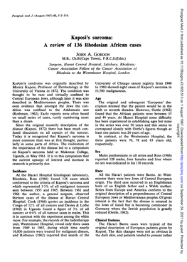 Kaposi's Sarcoma: a Review of 136 Rhodesian African Cases John A