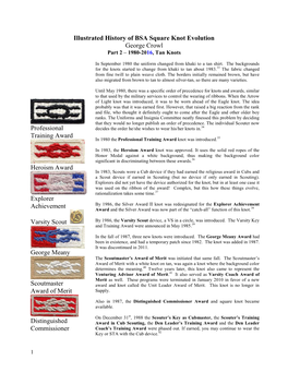Illustrated History of BSA Square Knot Evolution George Crowl Part 2 – 1980-2016, Tan Knots