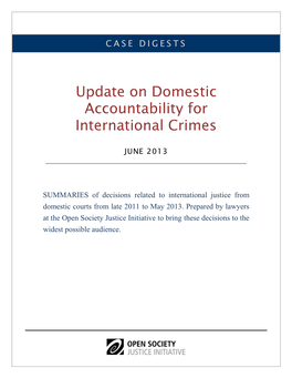 Update on Domestic Accountability for International Crimes