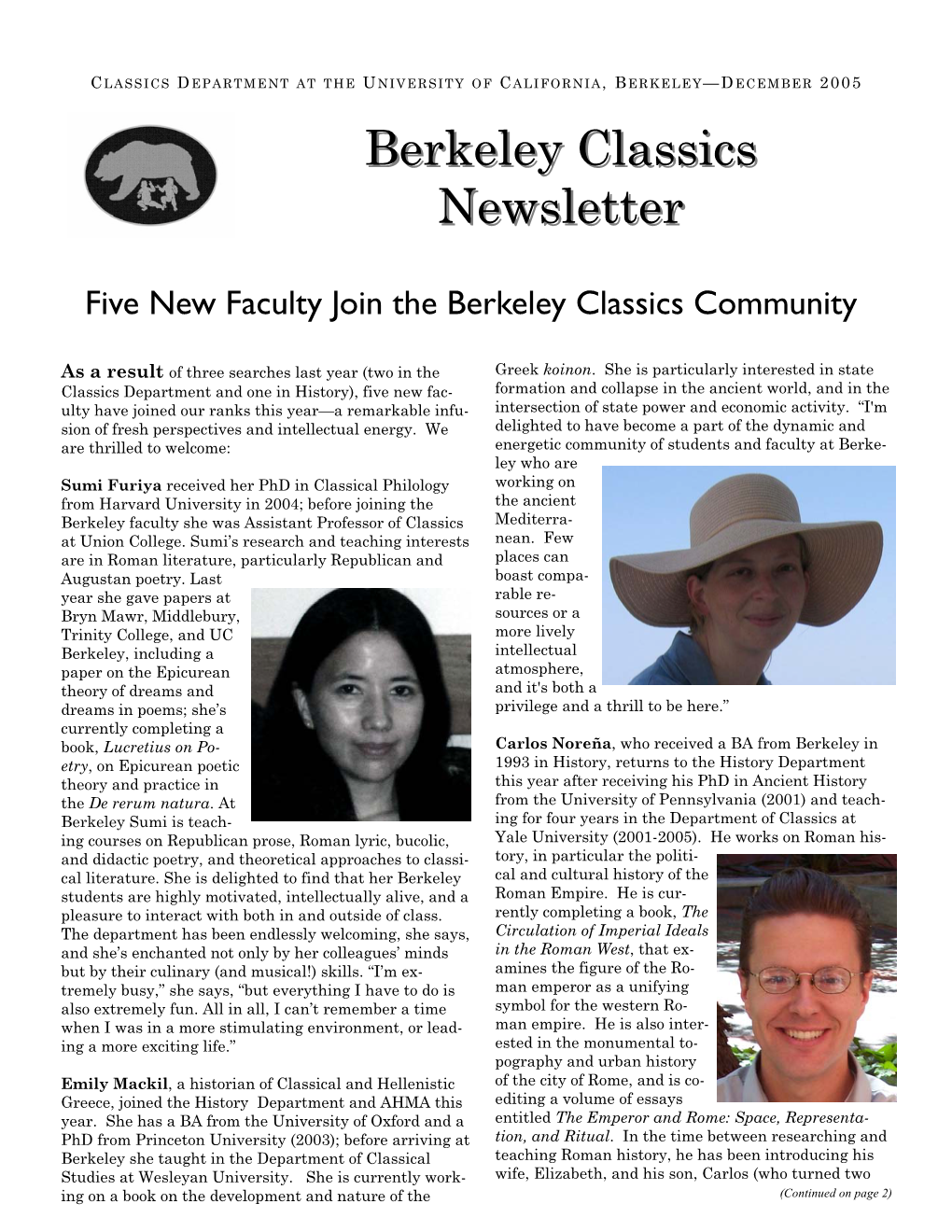 Berkeley Classics Newsletter PAGE 2