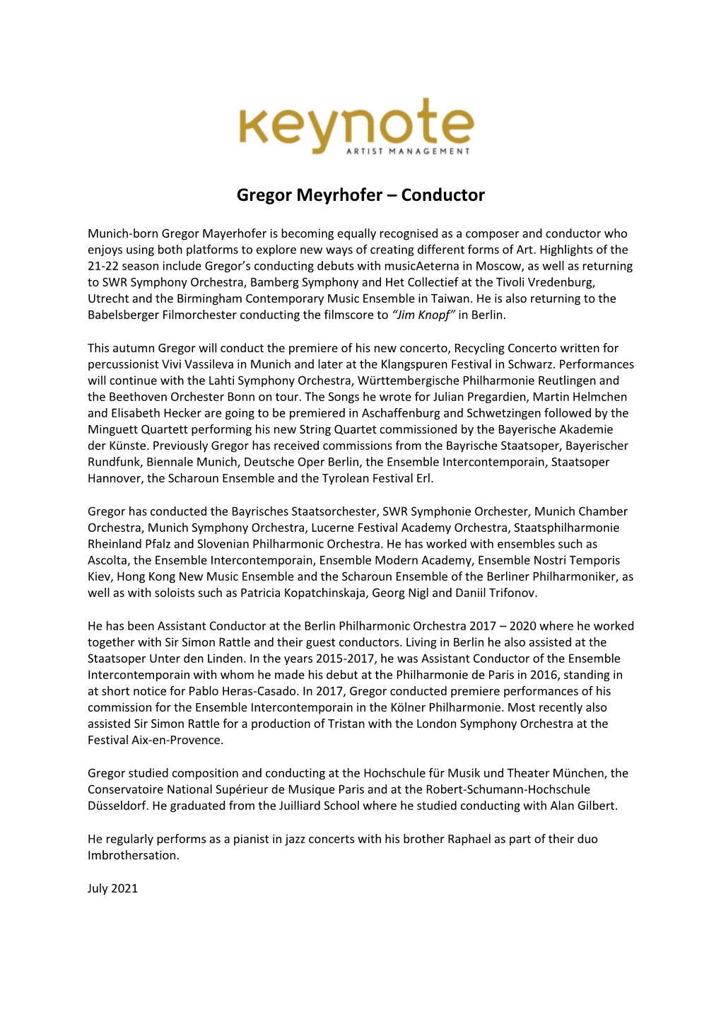 Gregor Mayrhofer Biography
