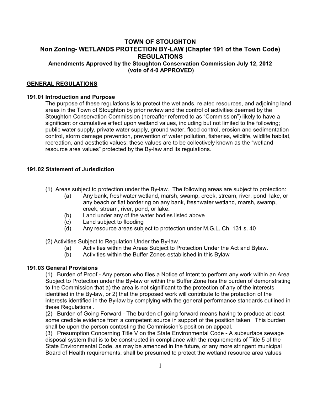 Wetlands By-Law Regulations