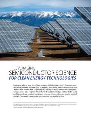 Semiconductor Science for Clean Energy Technologies
