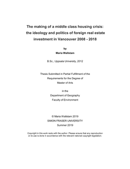 The Ideology and Politics of Foreign Real Estate Investment in Vancouver 2008 - 2018
