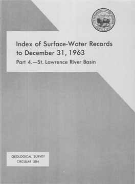 Index of Surface-Water Records to December 31, 1 963 Part 4.-St