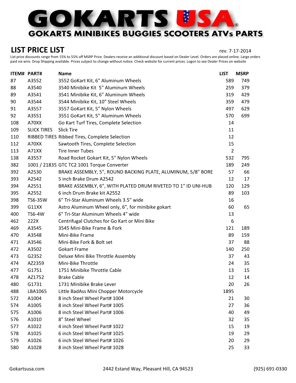 LIST PRICE LIST Rev