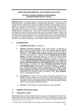 Iucn Technical Evaluation Natural System of Wrangel