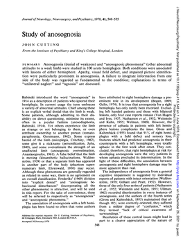 Study of Anosognosia