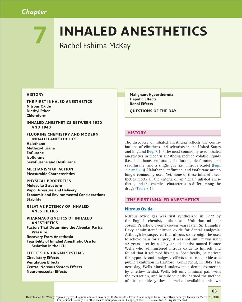 INHALED ANESTHETICS 7 Rachel Eshima Mckay