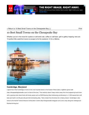 10 Best Small Towns on the Chesapeake Bay (.) Print 10 Best Small Towns on the Chesapeake Bay
