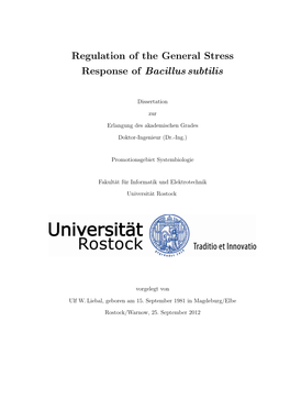 Regulation of the General Stress Response of Bacillus Subtilis