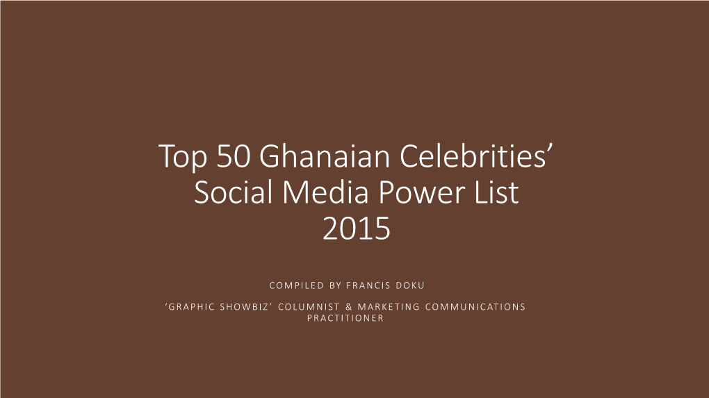 Ghana Celebrity Social Media Power.Pdf