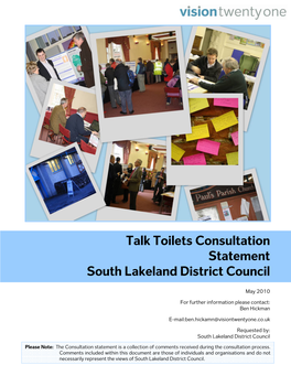 Talk Toilets Consultation Statement South Lakeland District Council