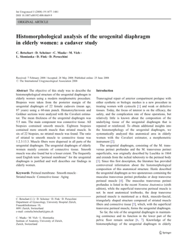 Histomorphological Analysis of the Urogenital Diaphragm in Elderly Women: a Cadaver Study