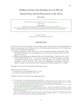 Altered Trees and the Procession of the Æons