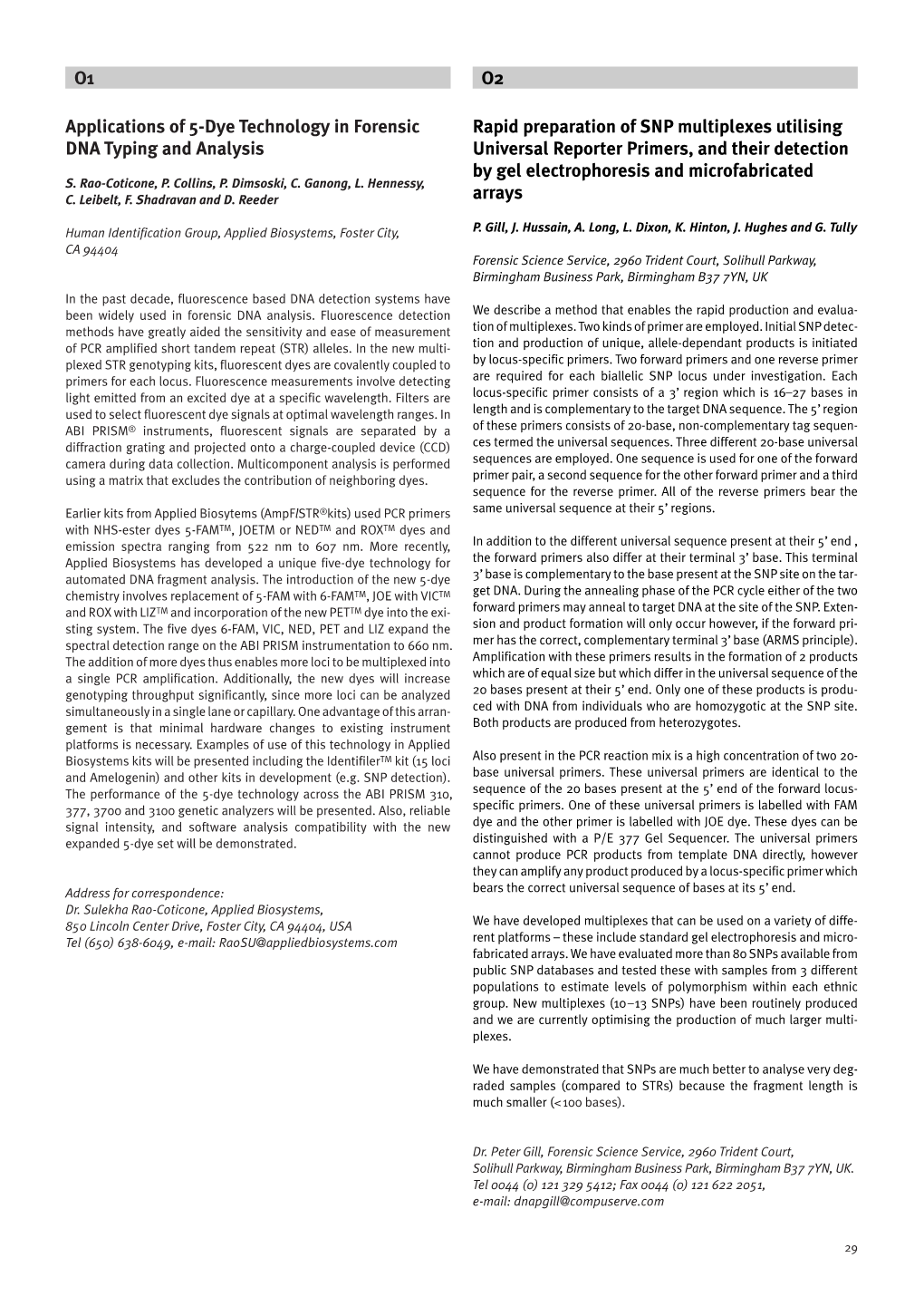 Abstracts of the Oral Short Presentations