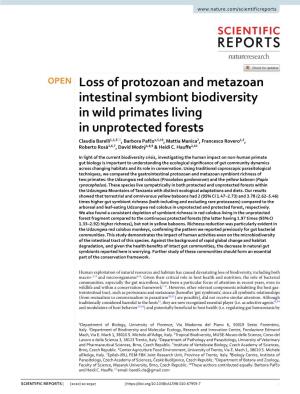 Loss of Protozoan and Metazoan Intestinal Symbiont Biodiversity In